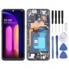 LG V60 ThinQ US Verzió eredeti LCD-képernyő digitalizáló teljes szerelvény kerettel (fekete)